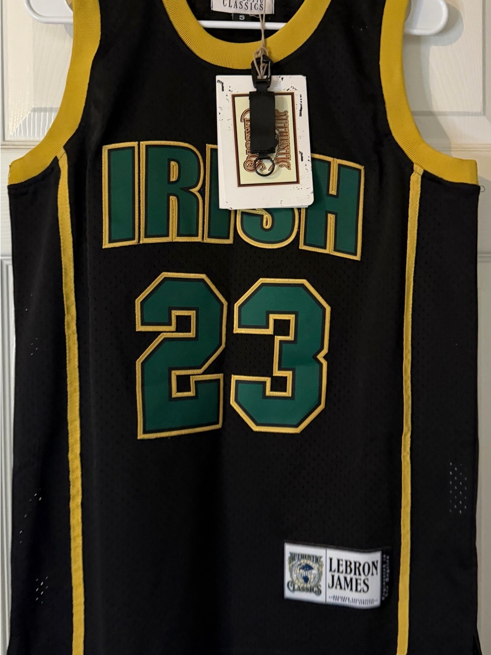 Lebron James 'Irish' 23 high school Basketball Jersey - Black/Green/Gold